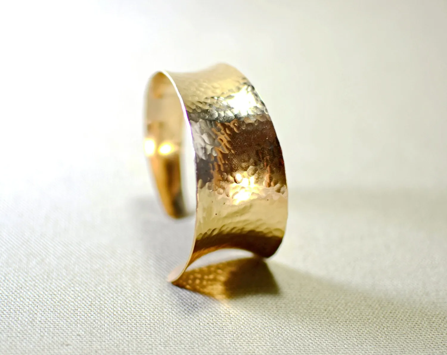 Hammered Bronze and Anticlastic Statement Cuff Bracelet
