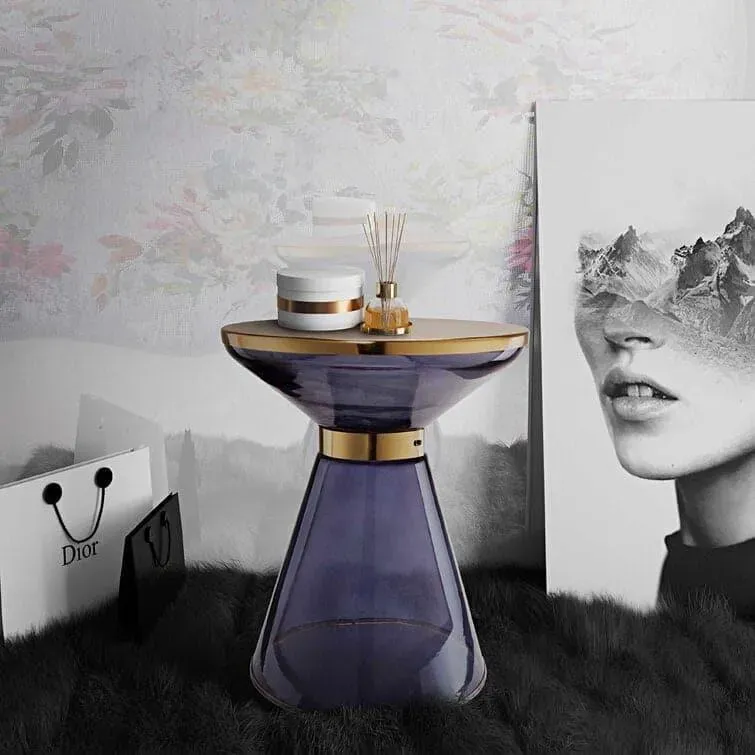 Hand Blown Glass End Table
