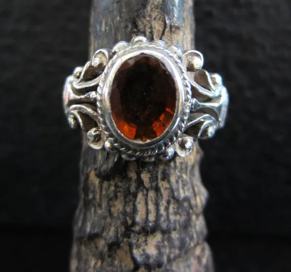 Handmade Sterling Filigree Ring with Deep Golden Citrine