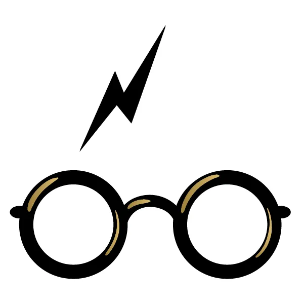 Harry Potter: glasses and bolt (Black & Gold)