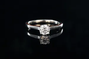 HAWAIIAN KOA WOOD SIDE INLAY 14K WHITE GOLD DIAMOND RING
