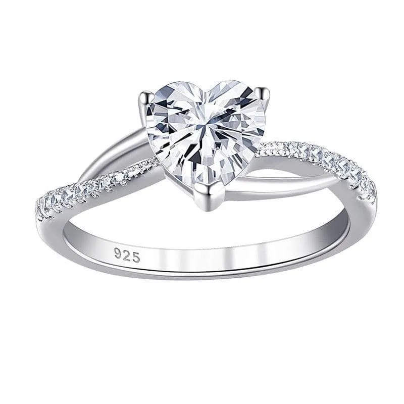 Heart Cut Diamond Twisted Band Engagement Ring