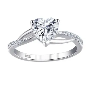Heart Cut Diamond Twisted Band Engagement Ring