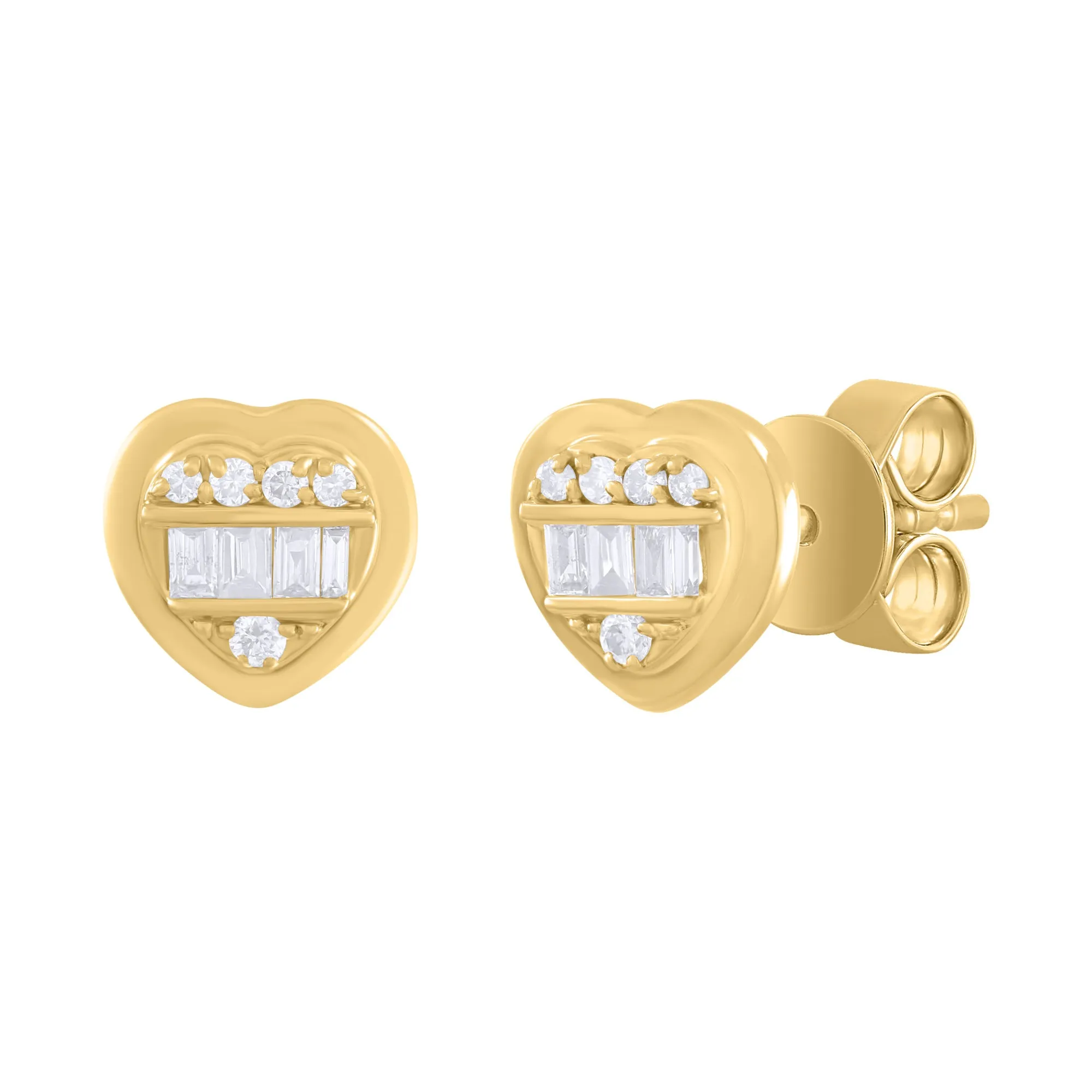 Heart Diamond Baguette Mosaic Earrings and Ring Gift Jewelry Set