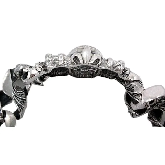 Heavy Sterling Silver Skull Bracelet