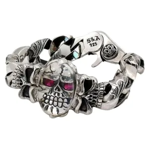 Heavy Sterling Silver Skull Bracelet