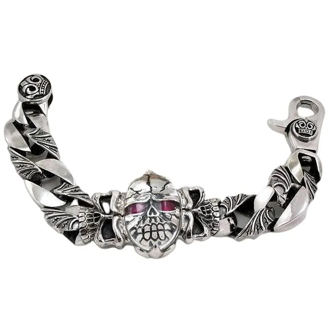 Heavy Sterling Silver Skull Bracelet