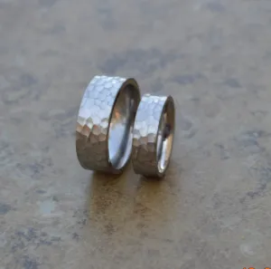 His and Hers Titanium Wedding Bands Comfort Fit Pipe Cut Textured Smooth Finish Polish Men or Womens Sz 5 6 7 8 9 10 11 12 13 14 - Half Size