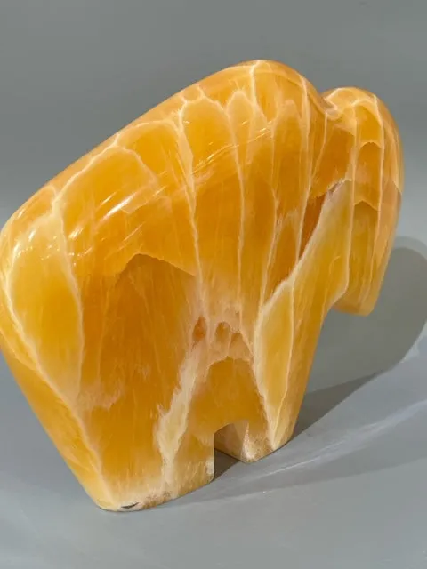Honey Flourite Carved Bison
