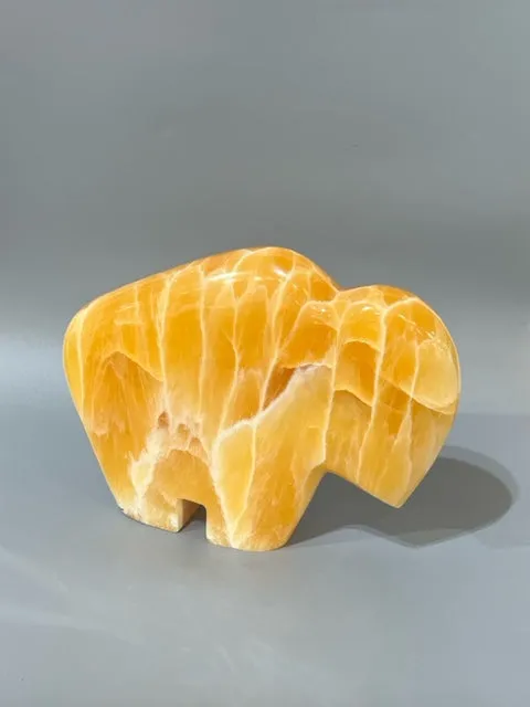 Honey Flourite Carved Bison