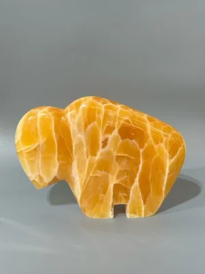 Honey Flourite Carved Bison