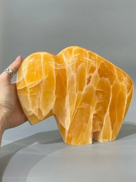 Honey Flourite Carved Bison