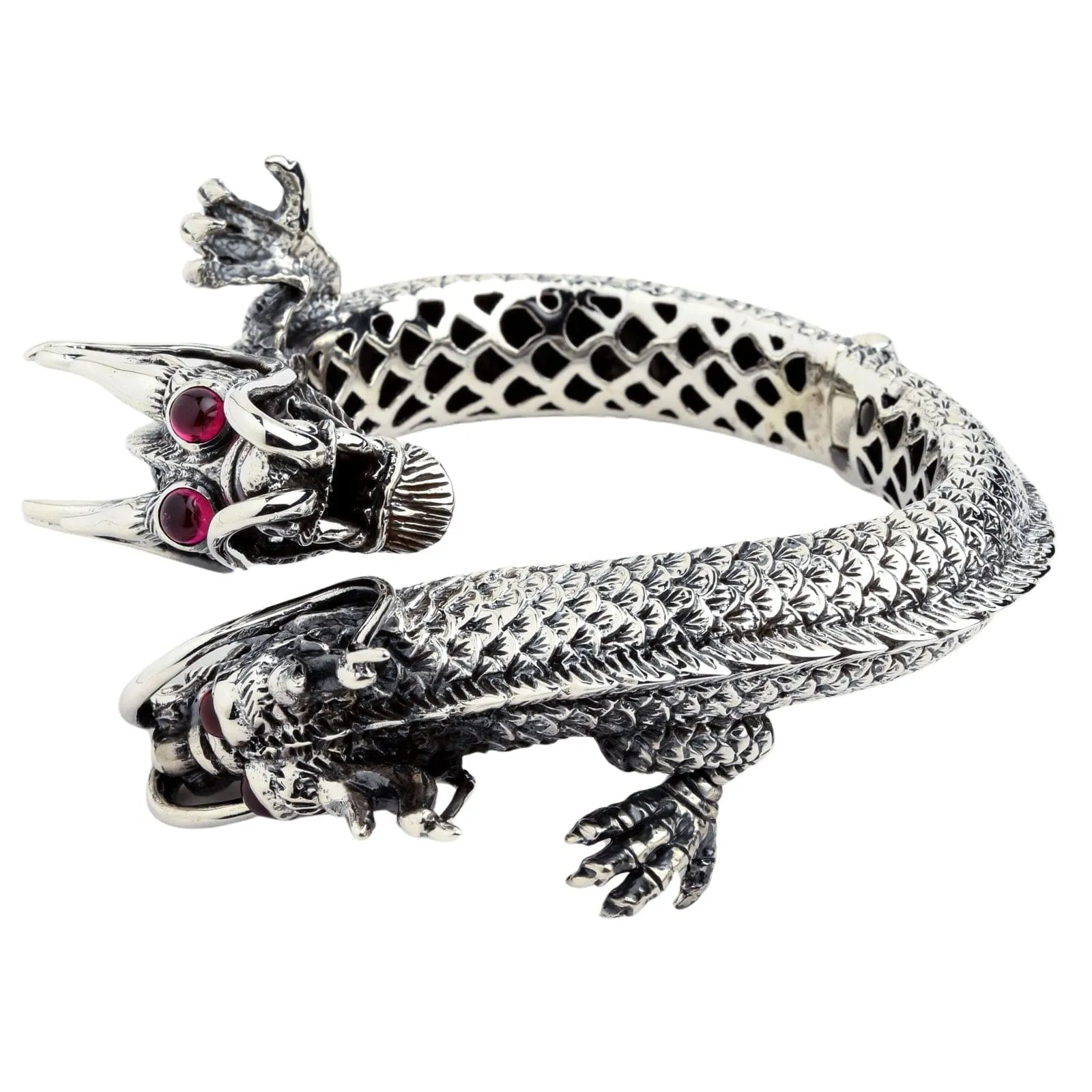 Huge Dragon Sterling Silver Biker Cuff Bracelet