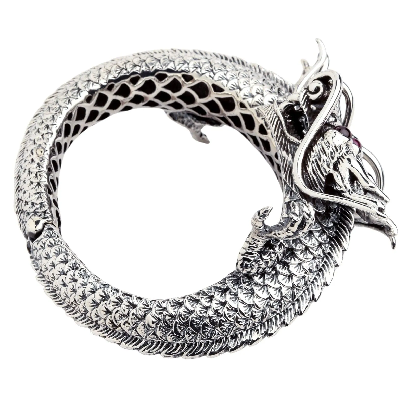 Huge Dragon Sterling Silver Biker Cuff Bracelet