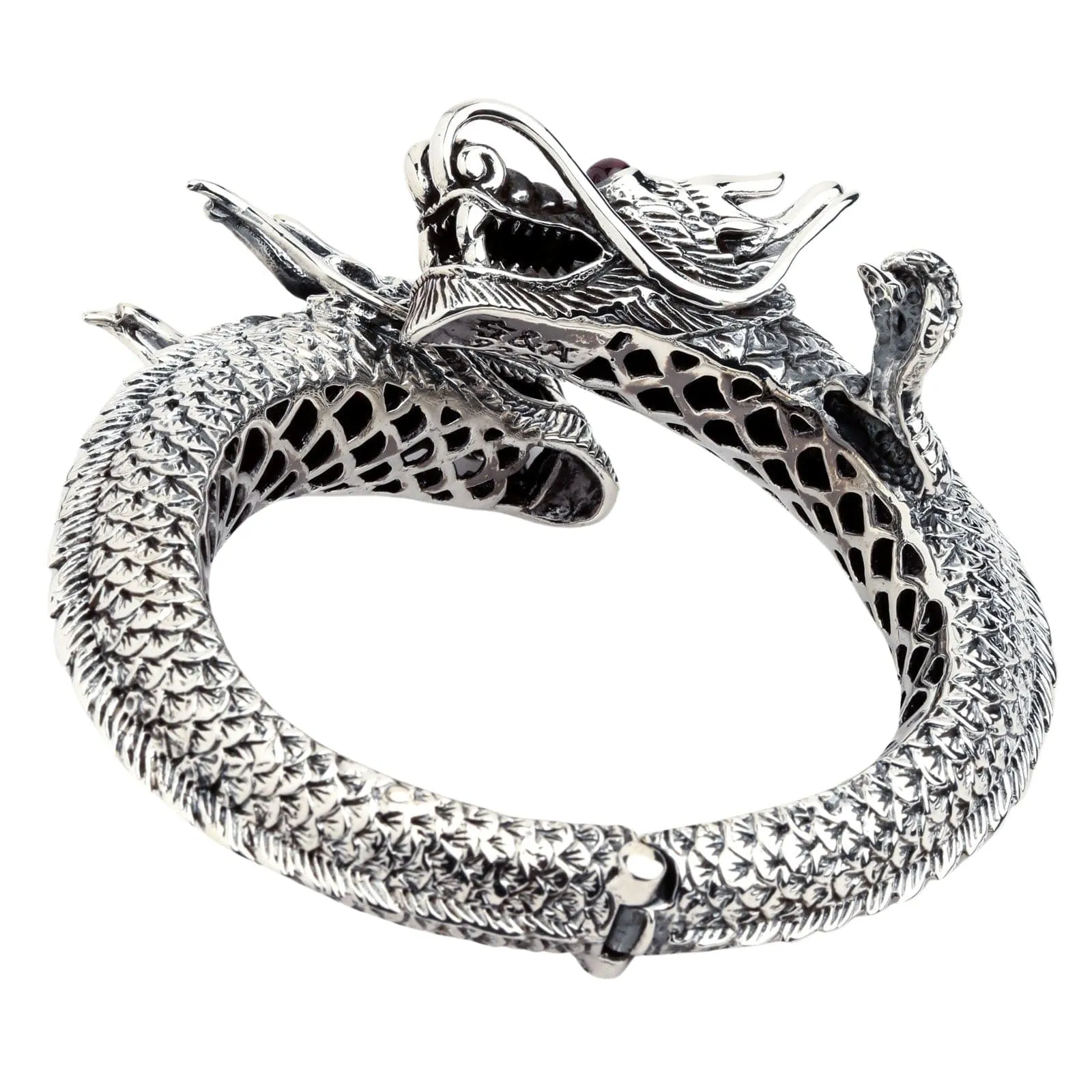 Huge Dragon Sterling Silver Biker Cuff Bracelet
