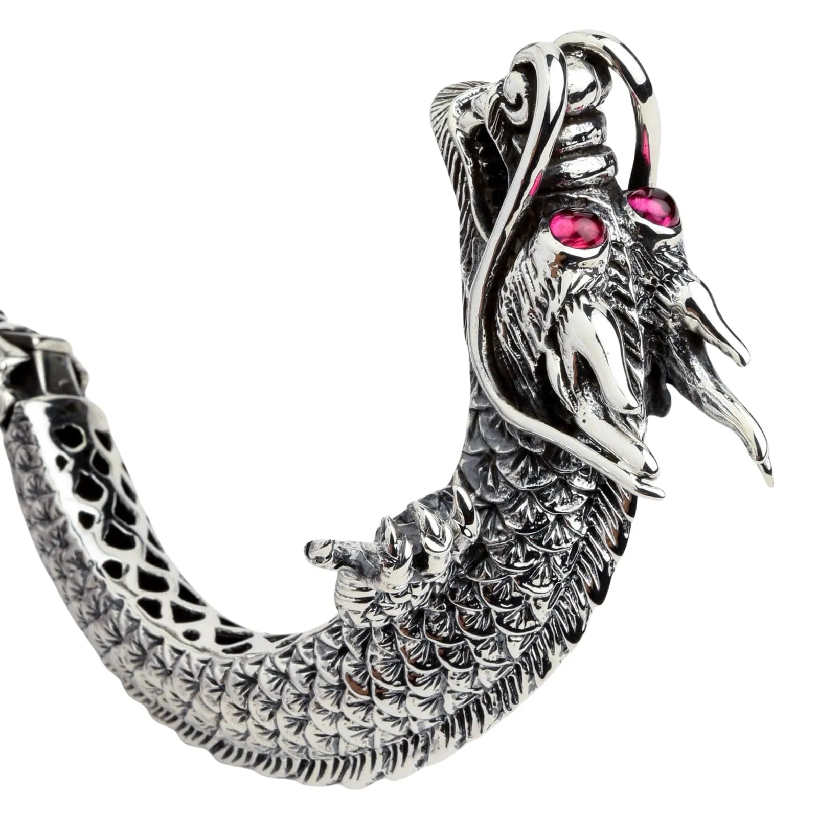 Huge Dragon Sterling Silver Biker Cuff Bracelet