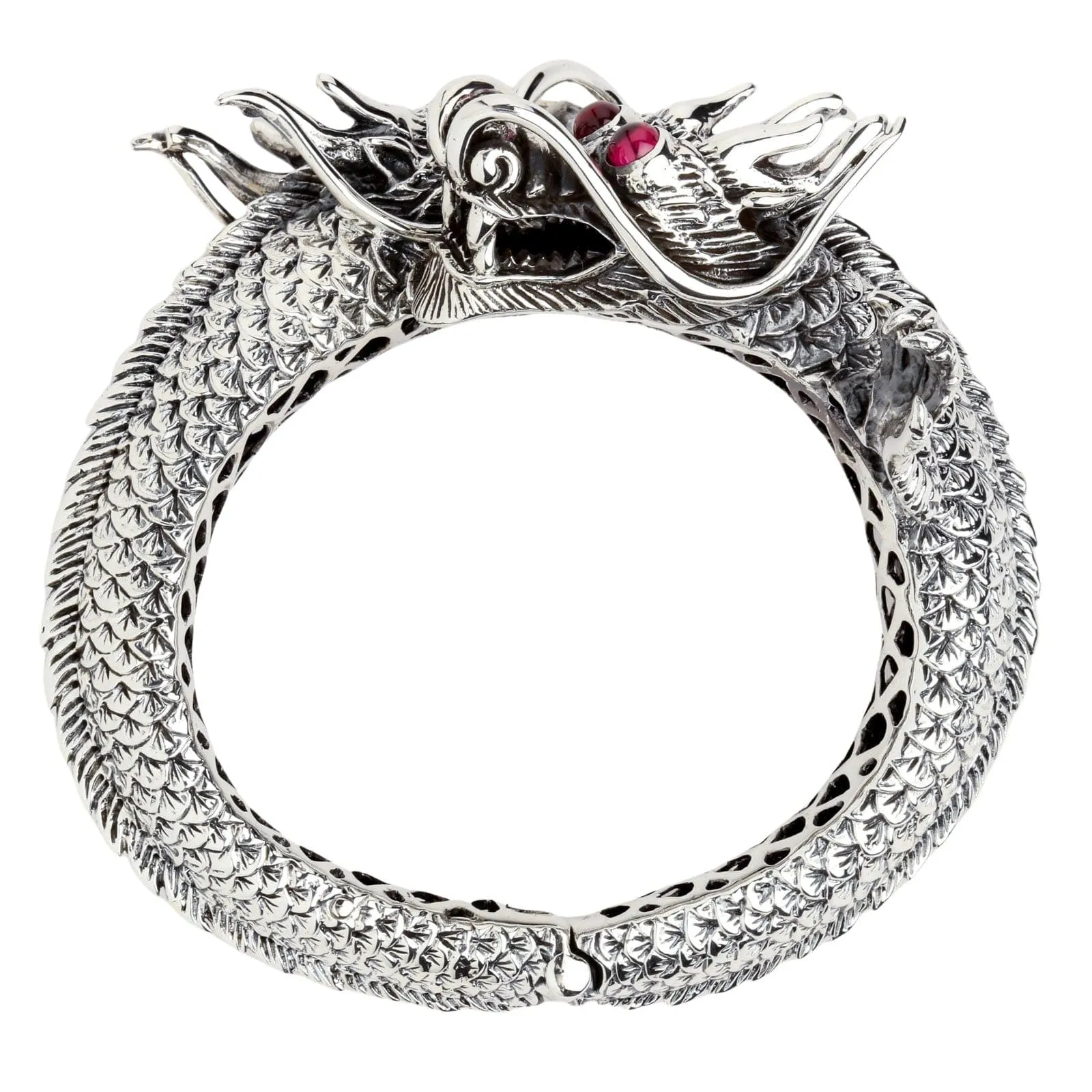 Huge Dragon Sterling Silver Biker Cuff Bracelet