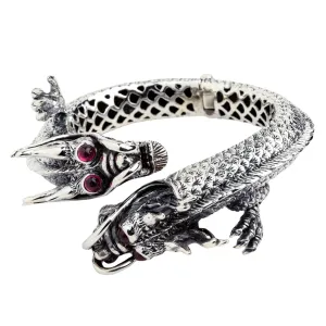 Huge Dragon Sterling Silver Biker Cuff Bracelet