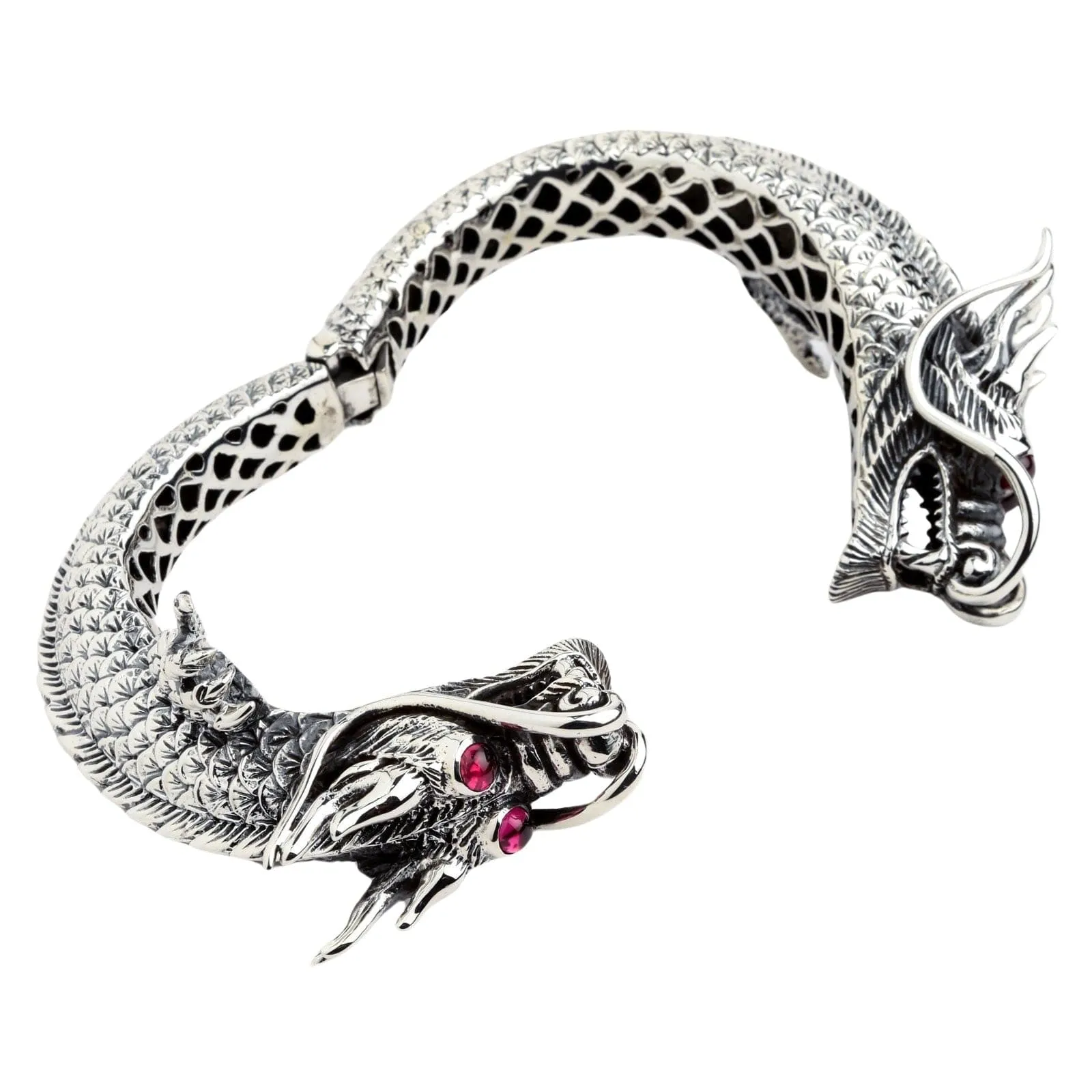 Huge Dragon Sterling Silver Biker Cuff Bracelet