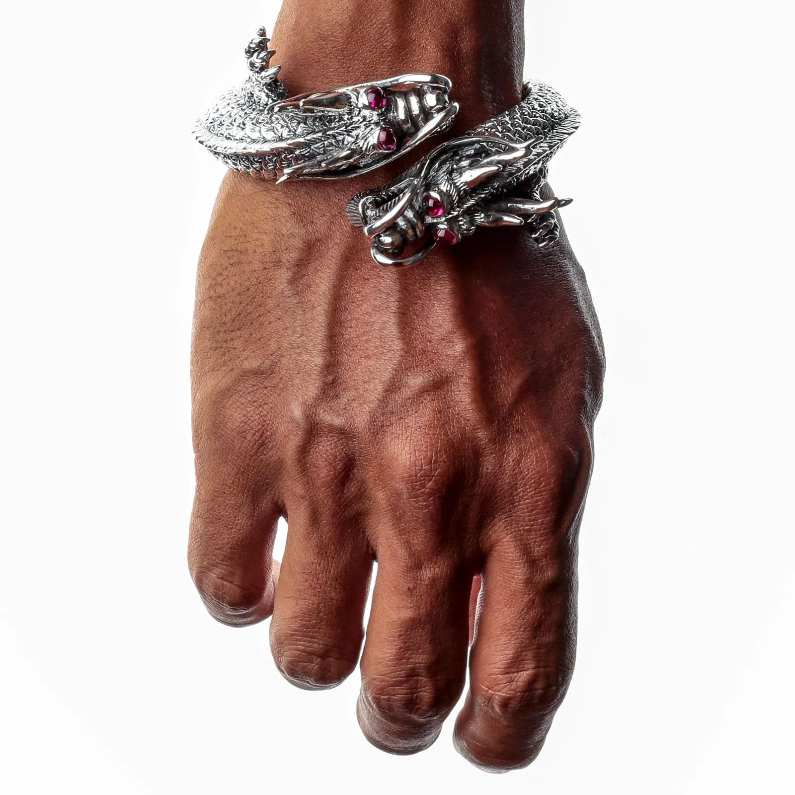 Huge Dragon Sterling Silver Biker Cuff Bracelet