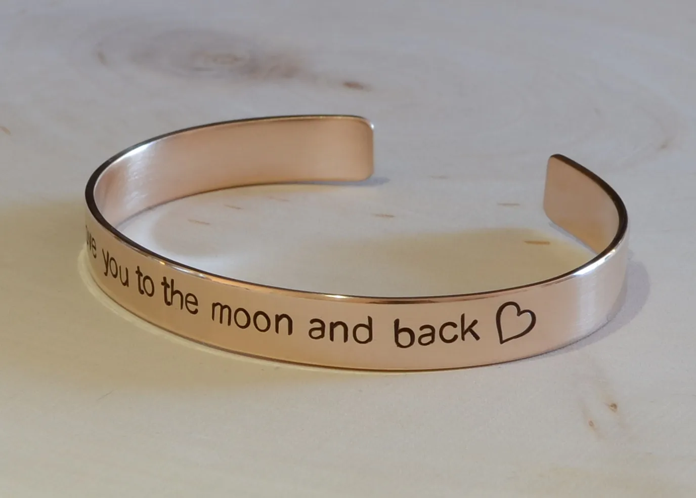 I Love you to the Moon and Back on 14k solid yellow gold cuff bracelet