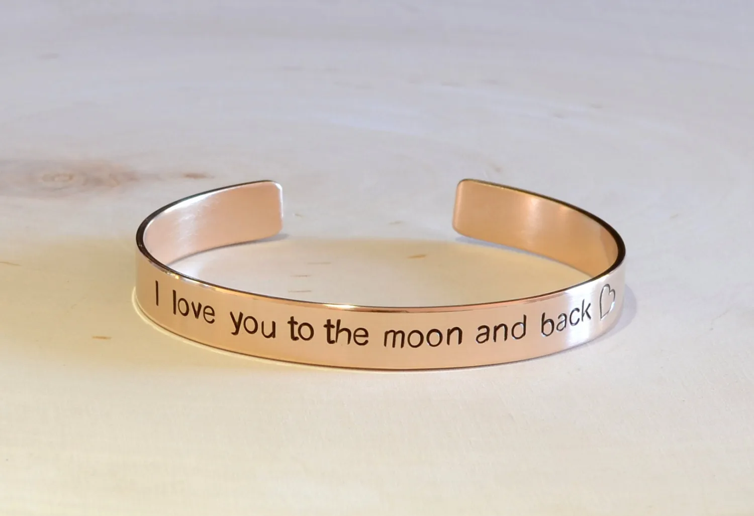 I Love you to the Moon and Back on 14k solid yellow gold cuff bracelet