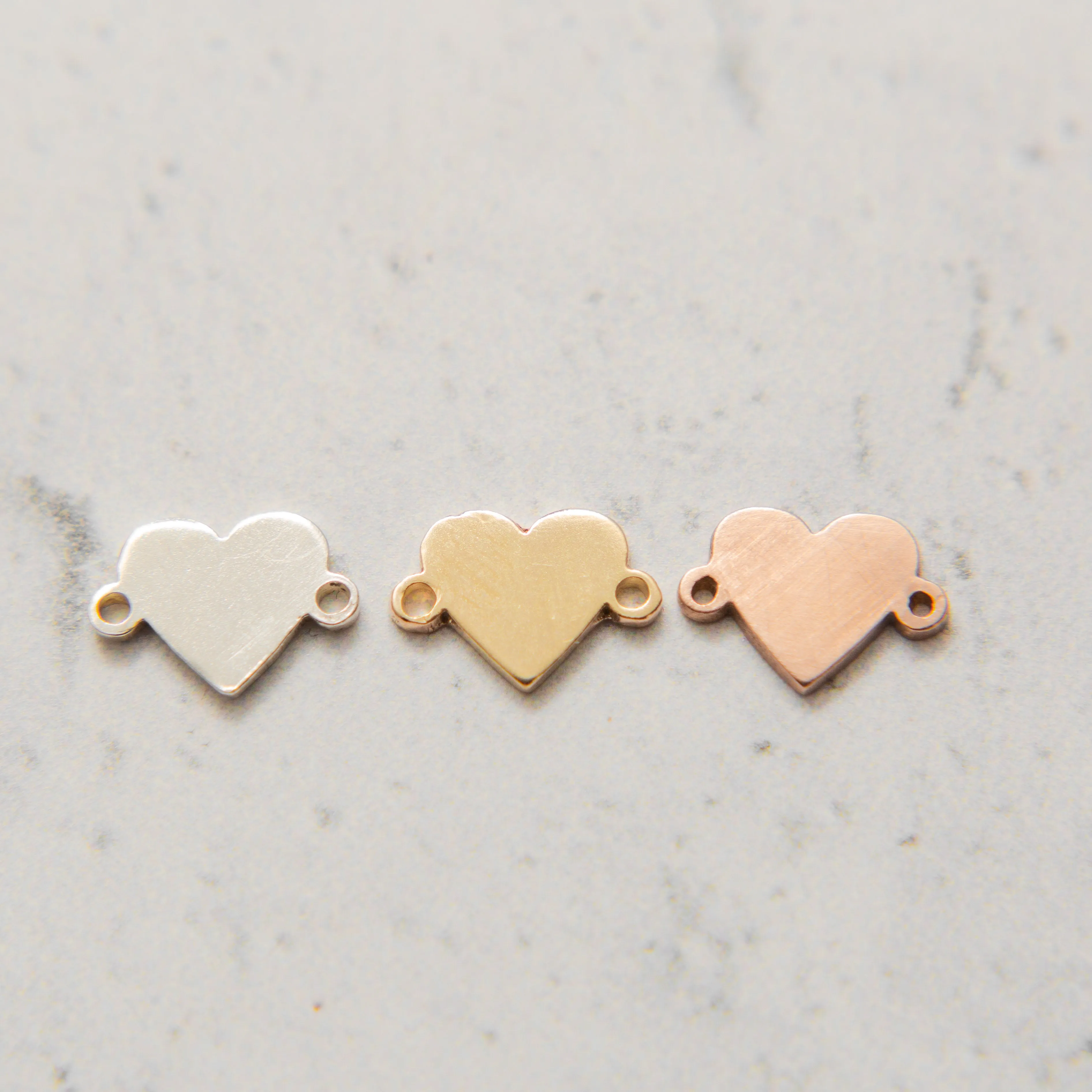 In-Line Solid Metal Heart Charm