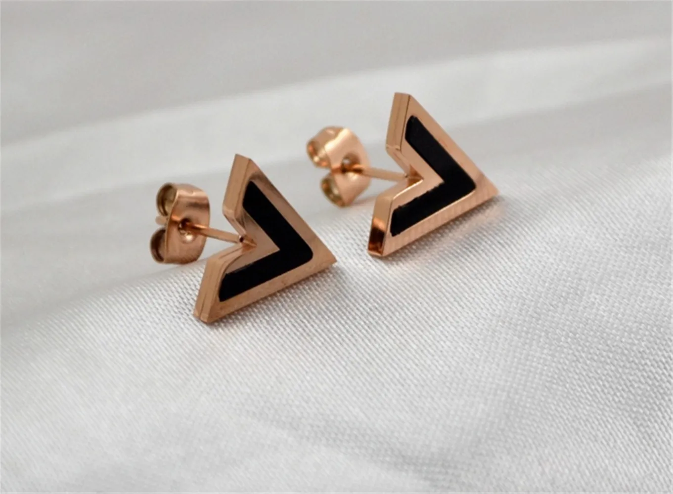 Initial V Studs Earrings