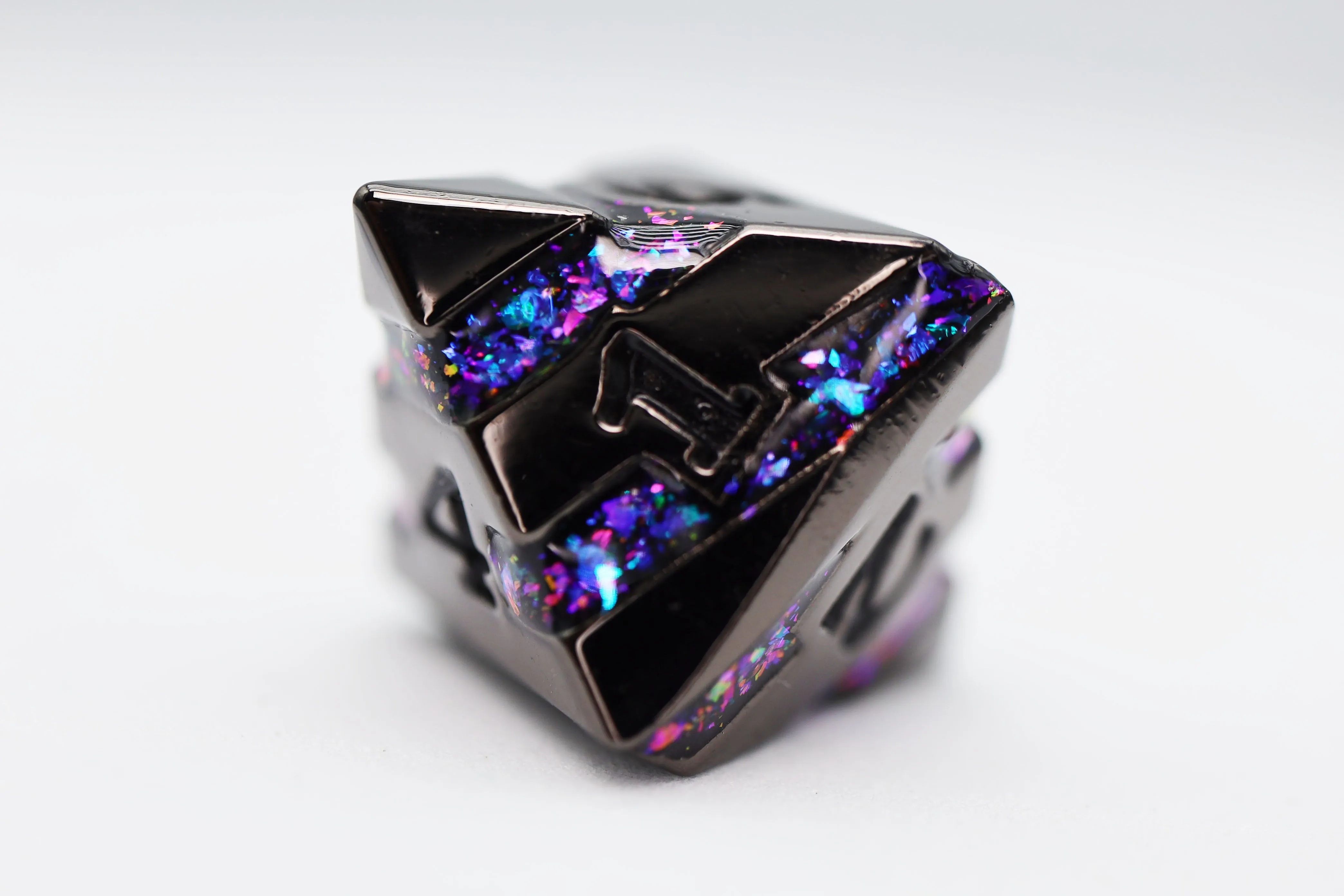 Into the Mines: Black with Rainbow Mica - Metal RPG Dice Set