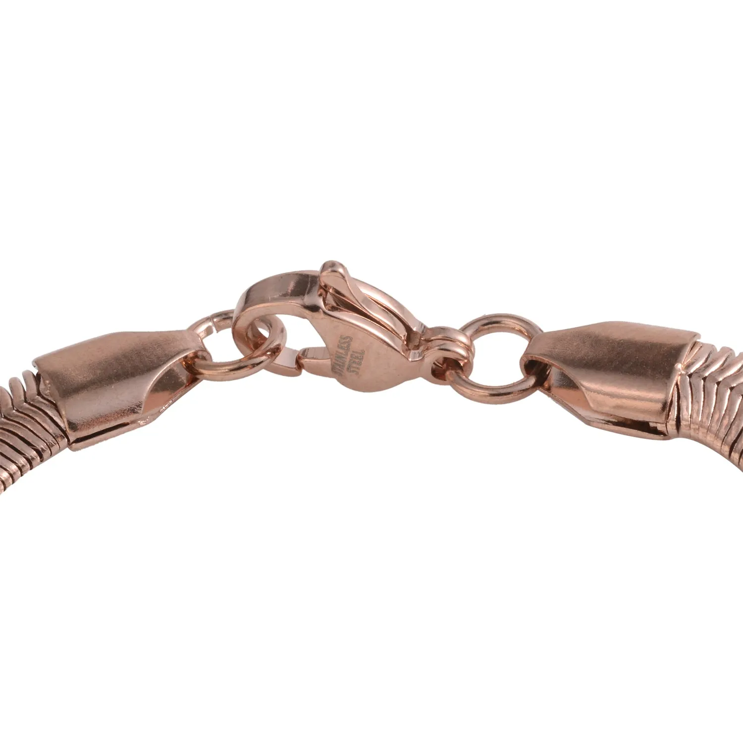ION Rose Gold Stainless Steel Snake Chain (18 in) and Bracelet (7.50 in) Set