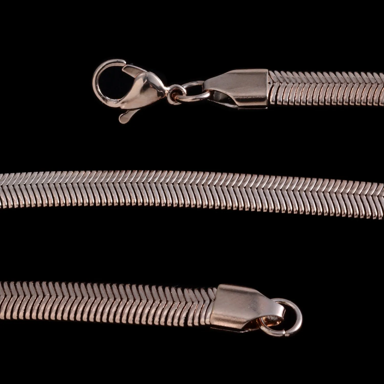 ION Rose Gold Stainless Steel Snake Chain (18 in) and Bracelet (7.50 in) Set