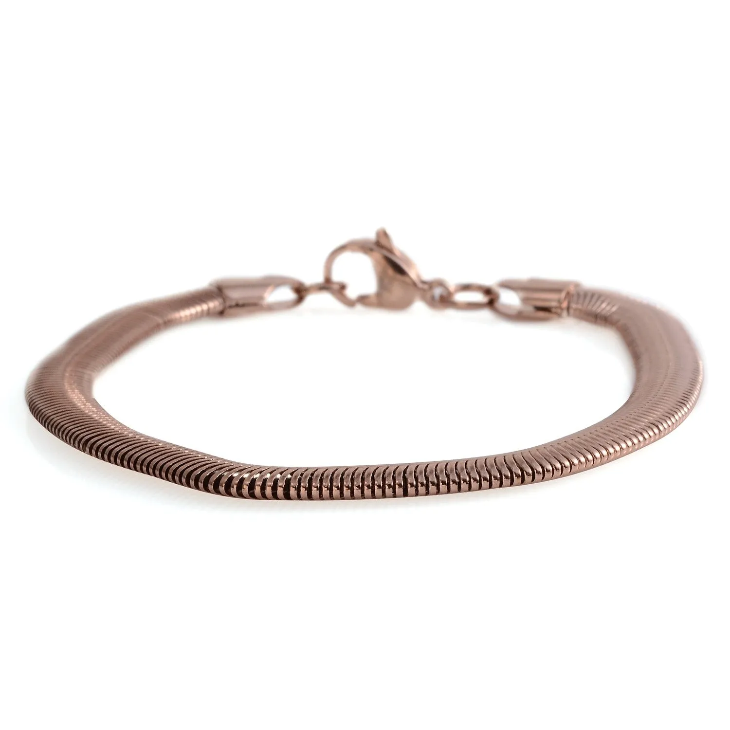 ION Rose Gold Stainless Steel Snake Chain (18 in) and Bracelet (7.50 in) Set