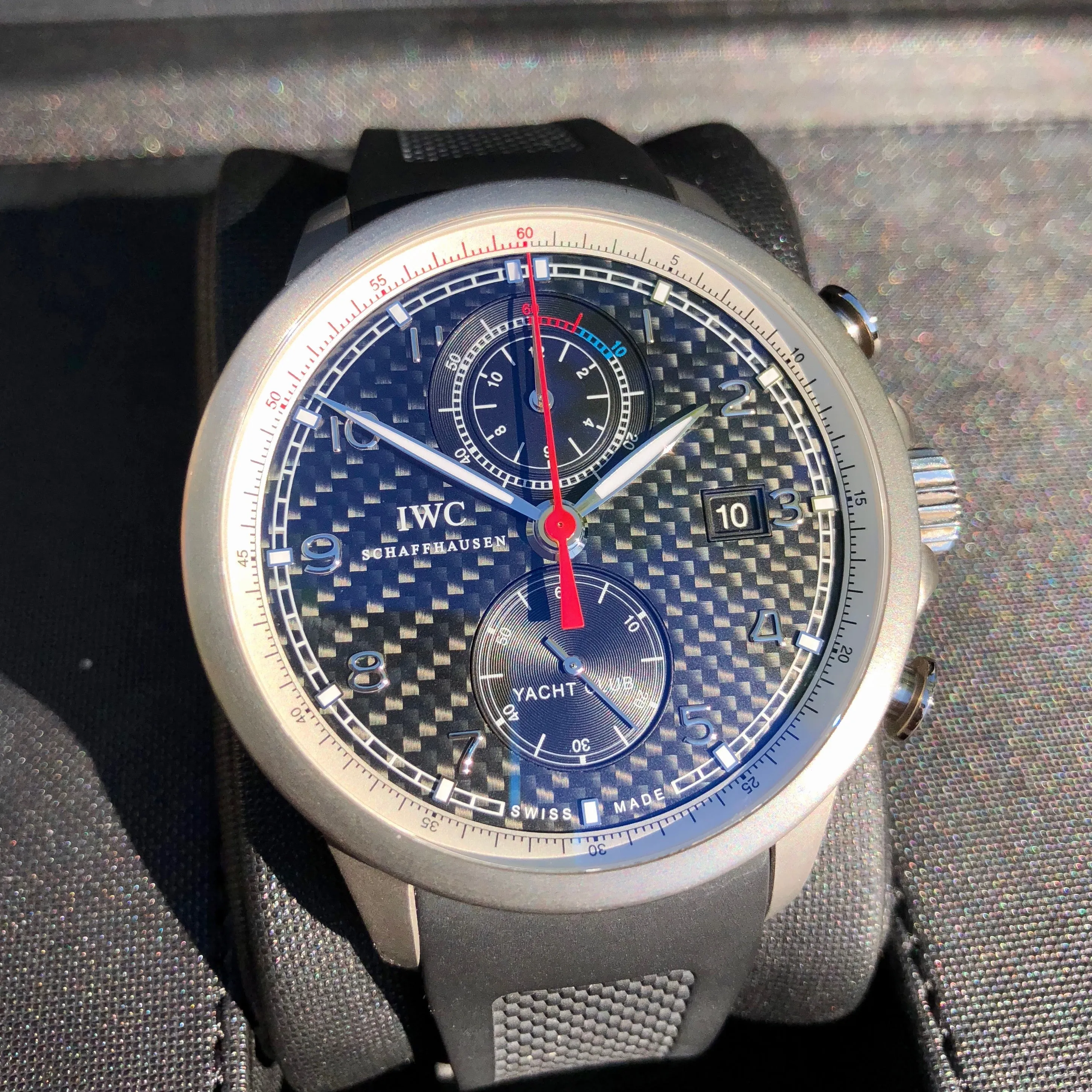 IWC Portuguese Yacht Club IW390212 Black Carbon Titanium Chronograph Volvo Ocean Race Box Papers