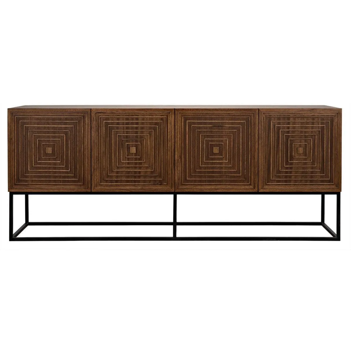 Lanon Sideboard with Steel Base, Dark Walnut