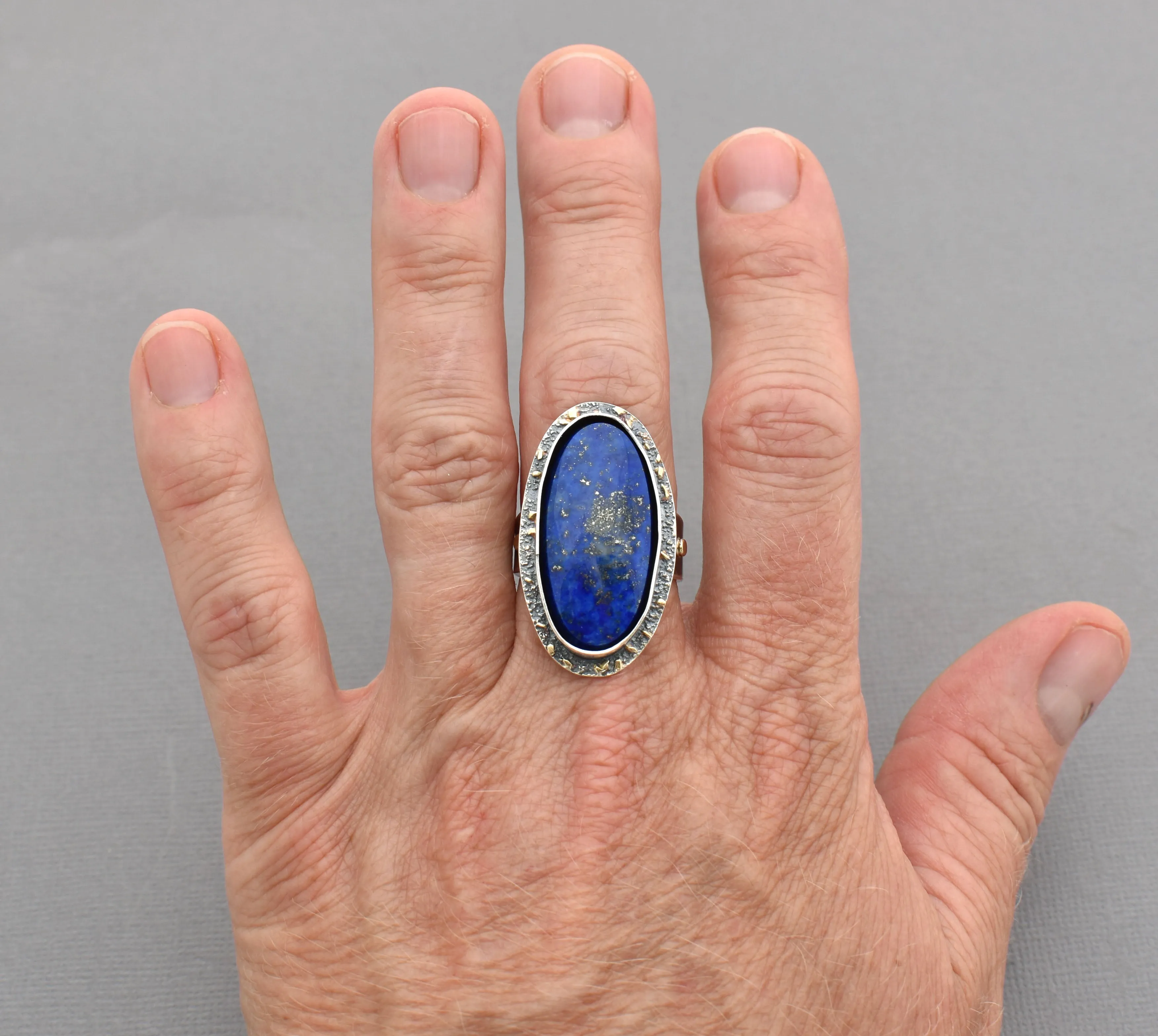 Lapis Ring. Vibrant and Heavily Textured OOAK Ring. Sized to Order.