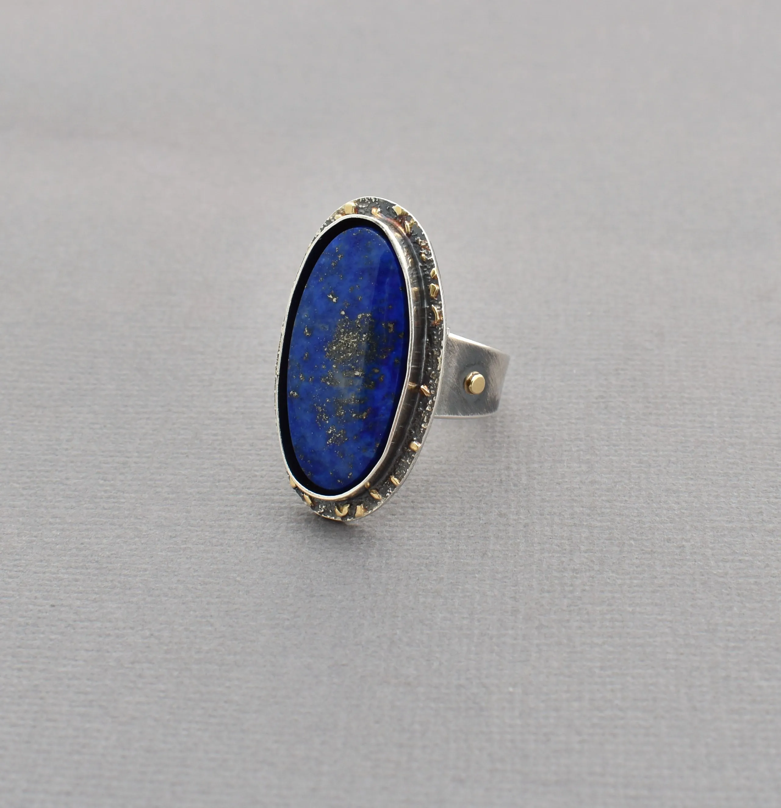 Lapis Ring. Vibrant and Heavily Textured OOAK Ring. Sized to Order.