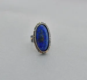 Lapis Ring. Vibrant and Heavily Textured OOAK Ring. Sized to Order.