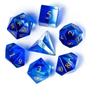 Level Up Premium Dice | Colorful Glaze Glass | Transparent Blue