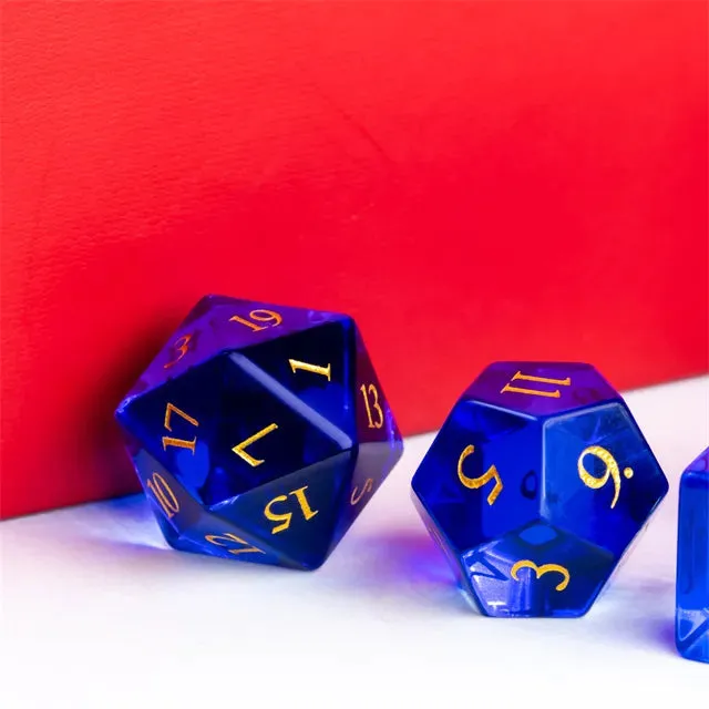 Level Up Premium Dice | Colorful Glaze Glass | Transparent Blue