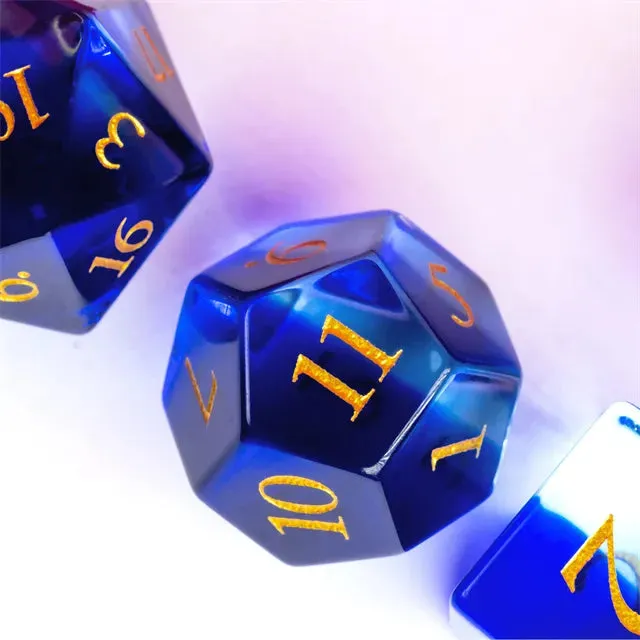 Level Up Premium Dice | Colorful Glaze Glass | Transparent Blue
