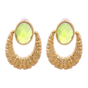 Light Green Oval Crystal & 18K Gold-Plated Catch Drop Earrings