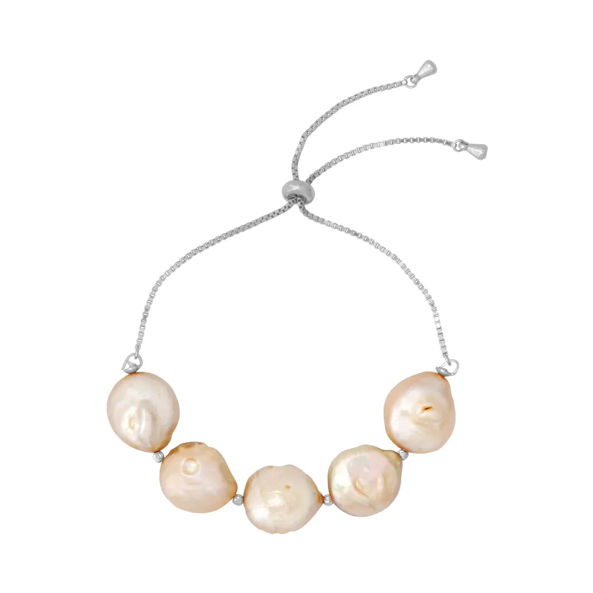 Lucia Pearl Pull Tie Bracelet - Silver