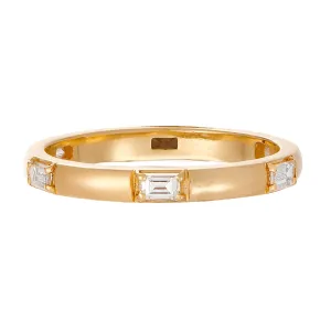 Luna Single Stone Baguette White Diamond Band