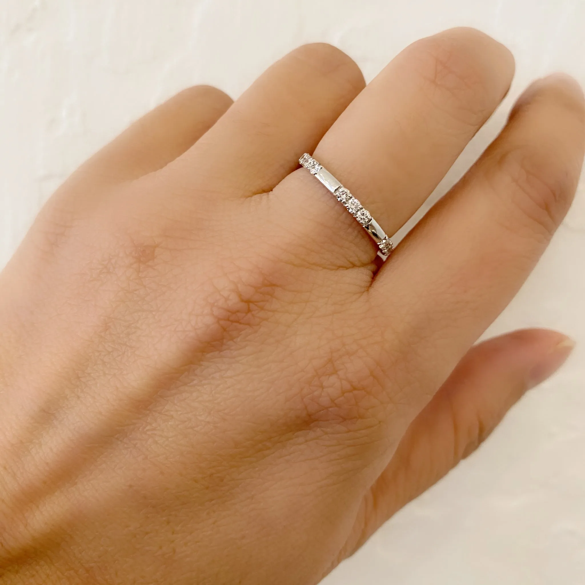 Luna Triple Stone White Diamond Band