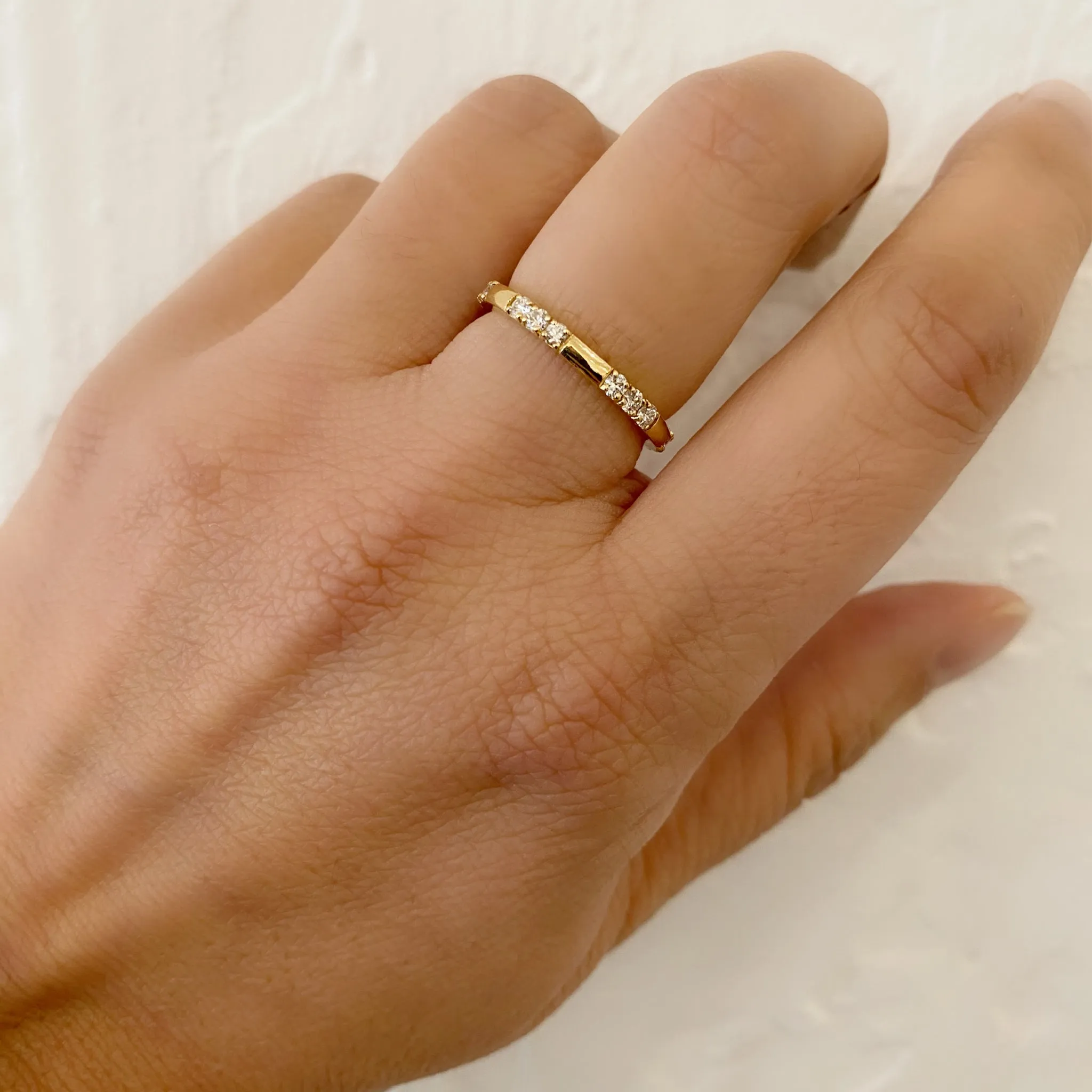 Luna Triple Stone White Diamond Band