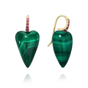 Malachite Heart Drop Earrings