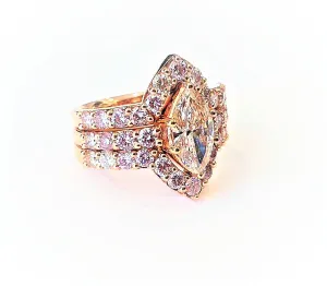 Marquise Diamond Ring with Curved Diamond Guard in 14k Rose Gold (3.64 ct.tw.)