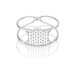Maureen 18K White Gold Petite Sahara Cascading Diamonds Bangle Bracelet