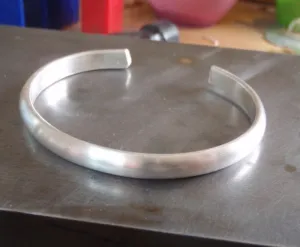 Mens half round sterling silver cuff bracelet