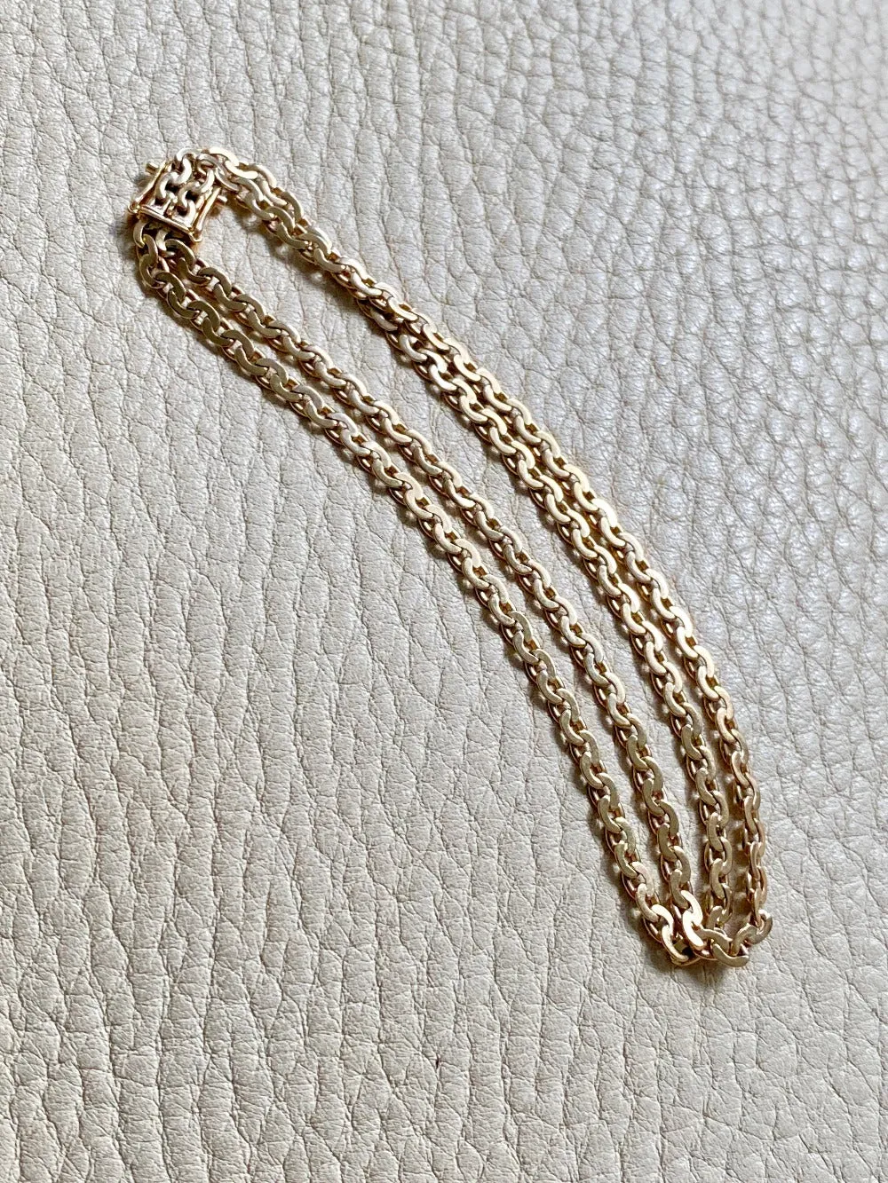 Midcentury era 14k gold Virola Link - Double strand bracelet - 7.25 inch length